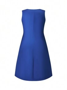 SHEIN LUNE 大尺碼女款無袖夏季連衣裙，草本印花款式