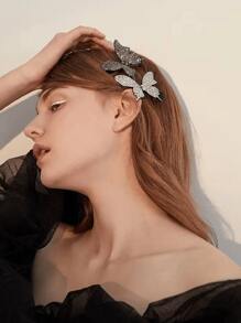 2pcs Rhinestone Butterfly Hair Clip, Luxurious Style, Suitable For Women With All Hair Types Royal,Y2k Claw Clips Hair Claws Hair Barrettes, School Stuff, Hair Accessories - Multicolor - View 6