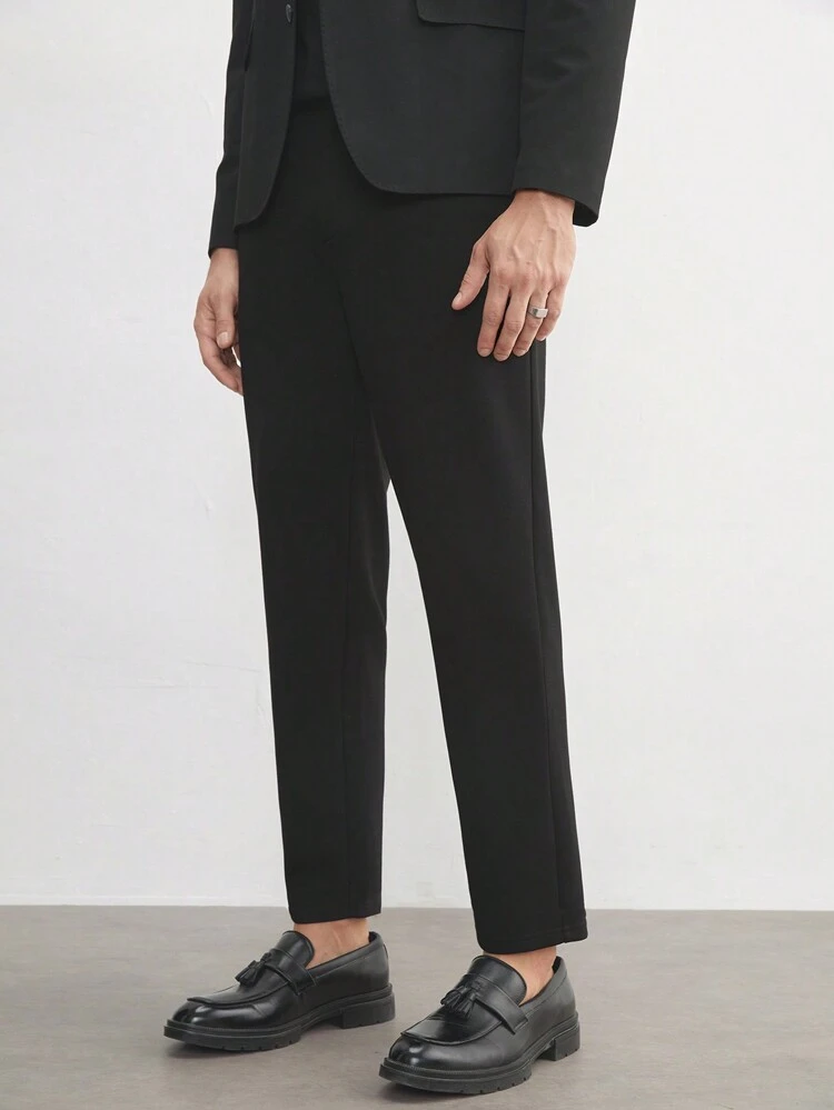 Calça de Terno Integrada Elástica Micro Tricotada Estilo Old Money de Fácil Cuidado para Homens no Verão