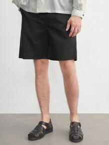 Manfinity VCAY Men's Woven Nylon Windproof Breathable Shorts, Slim-Fit Casual Straight Shorts, Suitable For Summer And Daily Wear - Black - View 13