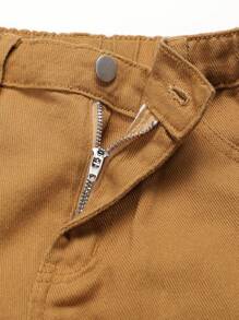 Tween Boy Casual Solid Color Tapered Work Pants, School, Campus, College Summer Holiday - Gold - View 6