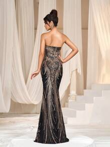 Faeriesty Paillettenbesetztes Blumen-Fransen-Partykleid