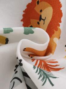 SHEIN 4入組嬰兒男寶寶合身可愛動物圖案短袖t恤,短褲和睡衣套裝