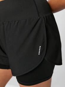 POWERISTA Powerista Damen Radfahren 2 in 1 Schwarze Laufshorts Radlerhose