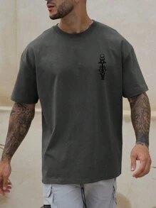 Camiseta casual de manga corta y cuello redondo para hombre con estampado de estrella, para verano