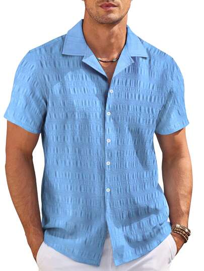 Plain Casual Men's Short Sleeve Shirt