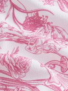 SHEIN MOD Ladies' Lace-Up Decor Flower Pattern Bustier With Floral Patchwork,Milkmaid Tops,Pink Tops,Cute Summer Tops