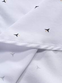 Manfinity Homme Conjunto de 2 piezas para verano formado por camisa de manga corta con botones y estampado numérico asimétrico, y shorts, talla grande - Blanco - Ver 4