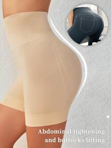 Women's Seamless High-Waisted Abdomen Control Shapewear, Breathable Safety Pants Corset Underwear, 1pc - Apricot - View 8