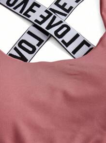 SHEIN Sport Gameset Women's Letter Jacquard Simple Summer Sports Bras
