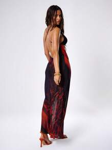 MUSERA Printed Tie Neck Maxi Dress Ibiza Outfit, Holiday, Club Outfit, Holiday - Multicolor - View 2