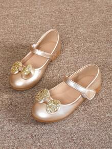 Zapatos dorados de niña grande, zapatos planos para niñas, zapatos para otoño con gancho y lazo para niños pequeños - Dorado - Ver 2