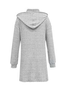 Chaqueta casual diaria simple de unicolor para mujer - Gris - Ver 2