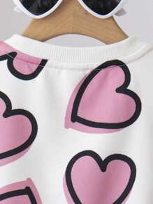 SHEIN Cute And Versatile Baby Girl Cartoon Printed Round Neck Long Sleeve Sweatshirt, Autumn/Winter Season