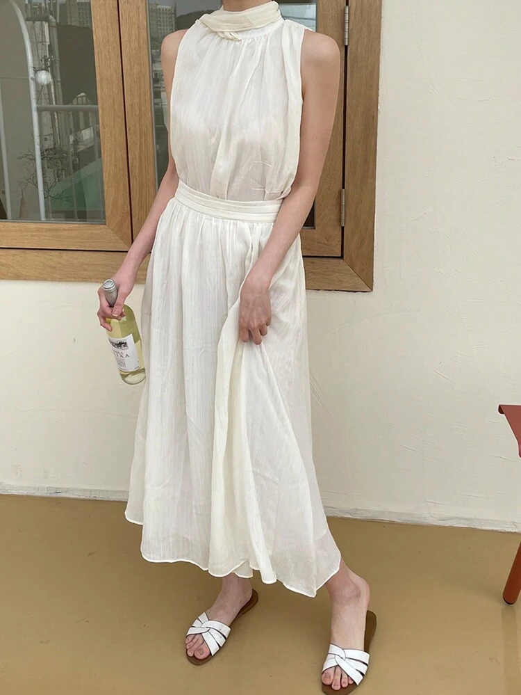 Women's Summer Elegant Stand Collar Sleeveless Blouse And Skirt Set,Women Two Piece Sets