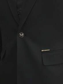 AKNOTIC Business Casual 易护理男士老式商务休闲梭织西装外套，适合春秋季节，适合工作场所，适合秋冬 - 黑色 - 查看 2