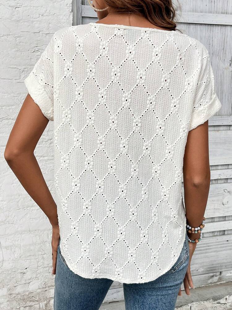 Women's Summer Plain Lace Patchwork Batwing Sleeve T-Shirt