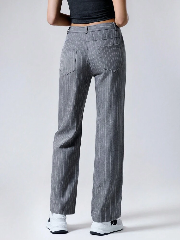 Striped Casual Straight Leg Pants