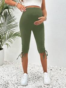 SHEIN Maternity Capri Leggings With Drawstring Hem