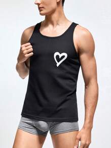 Chaleco con estampado de corazón a la moda para hombres, capa base para las cuatro estaciones