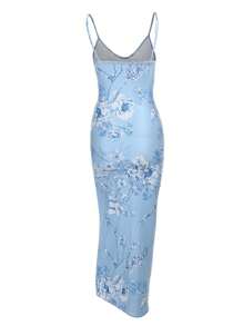 WOWDARK Women's Summer Floral Print Sleeveless Casual Vacation Dress, Blue - Blue - View 4