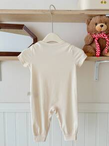 SHEIN ModeFlare Wear Baby Girl Summer Casual Floral Sweet Print Short-Sleeved Jumpsuit, Suitable For Spring And Summer