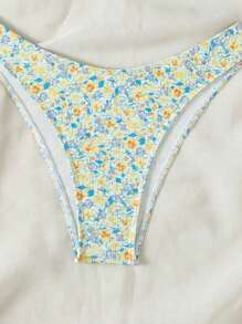 Women's Summer Beach Floral Printed Sexy Bikini Set, Two-Piece Bikini Set - Multicolor - View 3