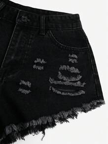 Breezaya 女士純色簡約休閒織邊短褲，適用於日常穿著