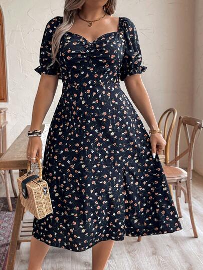 Breezaya Plus Size Women's Random Printed Simple Daily Dress Maxi Women Outfit