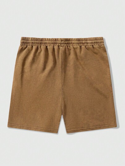 Street Life Pantalones cortos lavados y desgastados con estampado de flor y copos de nieve para hombre