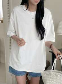 DAZY 女士休闲款星空网眼后背拼接休闲夏季T恤 Y2k 超大码T恤 - 白色 - 查看 4