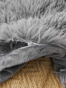 1pc Gray Fuzzy Plush Cushion Cover Without Filler, Modern Flannelette Decorative Throw Pillowcases Zipper Closure For Home, For Sofa, Living Room - Grey - View 4