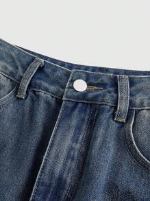 ROMWE Grunge Punk Damen Bermuda Denim Shorts mit Kreuzmuster und Taschen für den lässigen Look