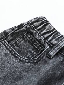 SHEIN WESTFADE Young Tween Girl Fashionable Casual Multi-Pocket Denim Straight-Leg Jeans With Washed Denim, New Arrival