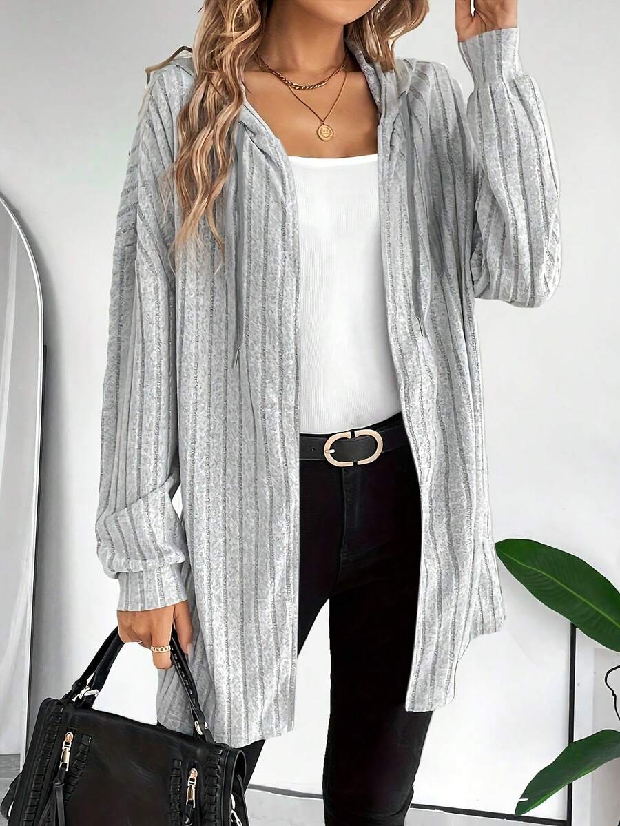 Chaqueta casual diaria simple de unicolor para mujer - Gris - Ver 1