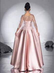 Elegante e raffinato nuovo scialle con paillettes mesh a spaghetti strap da donna di alto livello abito da sera a-linea