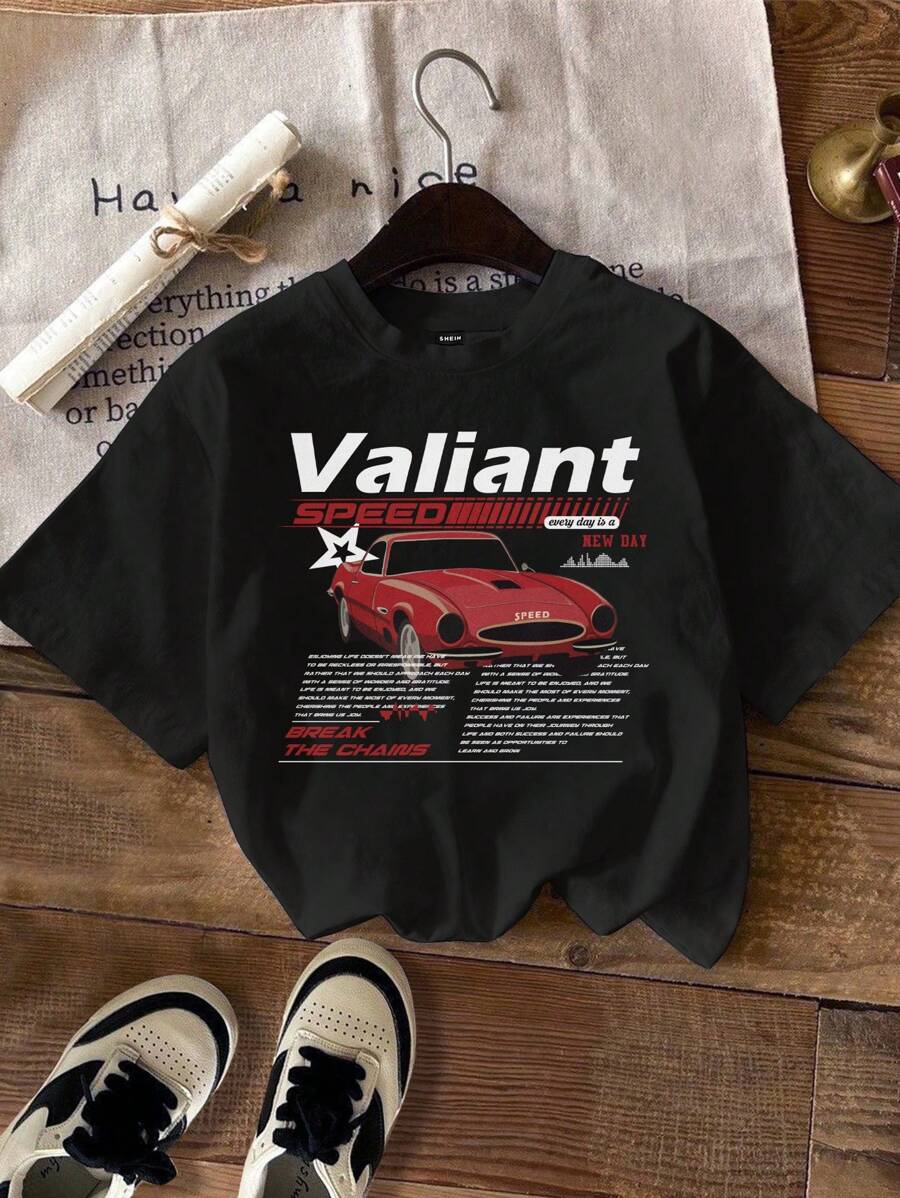 SHEIN Attitoon Casual CasualFitting Women's TShirt With Car Pattern
