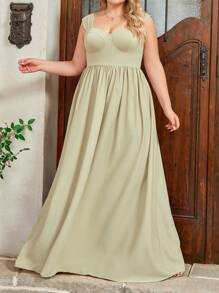 SHEIN Belle Plus Size Cardamom Green Wide Strap Sweetheart Neck Vacation Sense Simple Elegant Bridesmaid Dresses Formal Dresses - Mint Green - View 1