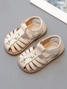 Sandalias bordadas para niñas, zapatos de princesa para niños pequeños - Beis - Ver 1