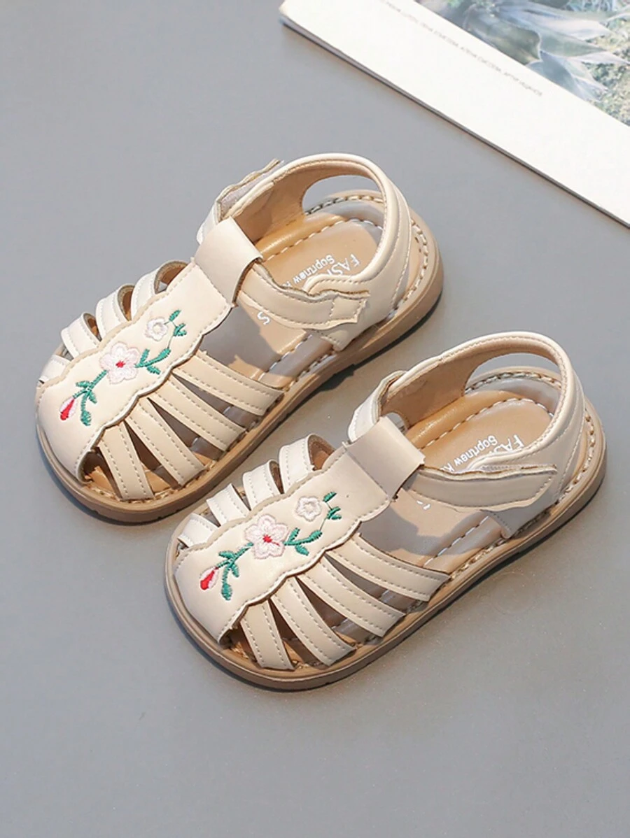 Sandalias bordadas para niñas, zapatos de princesa para niños pequeños - Beis - Ver 1