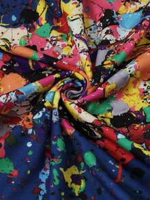 T-shirt col rond décontracté abstrait, vacances décontractées - bleu indigo - Voir 5