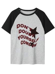 女性夏季拼接短袖T恤