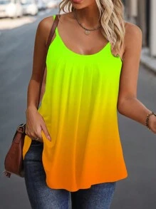 EMERY ROSE Plus Size Summer Casual Gradient Pleated Loose Camisole - Multicolor - View 4