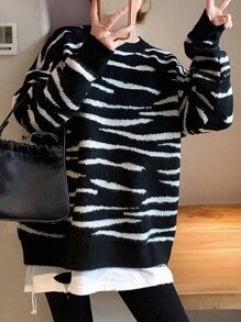 Women's Casual Simple Sweater Pullover - Black - View 1