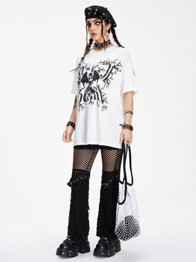 Goth Fashionable Outdoor Beach Crochet Mesh Tote Bag For Women