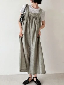 FRIFUL Combinaison simple de couleur unie pour femmes pour un port quotidien, combinaisons pour femmes, ensembles de détente pour femmes - Gris - Voir 1