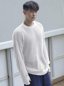 DAZY Áo len nam đơn giản màu trơn hàng ngày - Màu be - Xem 2