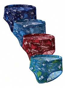 Snug Zone Men's Triangle Underwear, Big Size Printed Breathable Boxer Shorts, Four Seasons Men's Shorts (4pcs/Set) - Multicolor - View 4