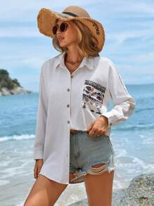 SHEIN Cottnline Women Boho Style Paisley Print Blouse Shirt - Multicolor - View 5