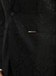 AKNOTIC Men's Old Money Style Business Casual Jacquard Woven Black Blazer, Spring And Autumn, For Fall Winter - Black - View 7